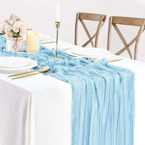 10 ft x 38" Premium Gauze Cheesecloth Table Runner - Baby Blue (1pc)