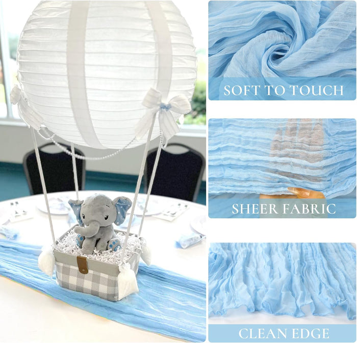 10 ft x 38" Premium Gauze Cheesecloth Table Runner - Baby Blue (1pc)