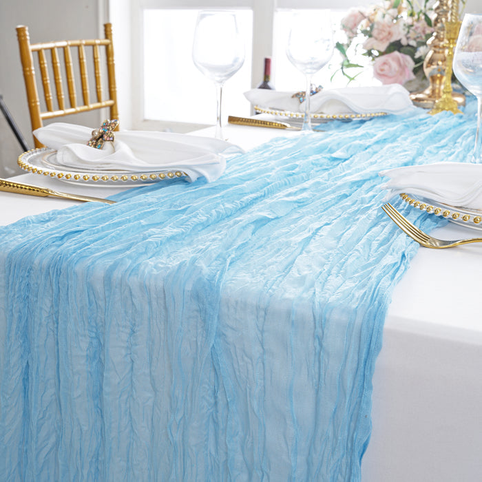 10 ft x 38" Premium Gauze Cheesecloth Table Runner - Baby Blue (1pc)