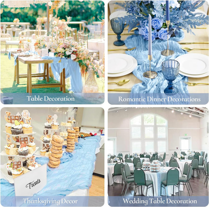 10 ft x 38" Premium Gauze Cheesecloth Table Runner - Baby Blue (1pc)