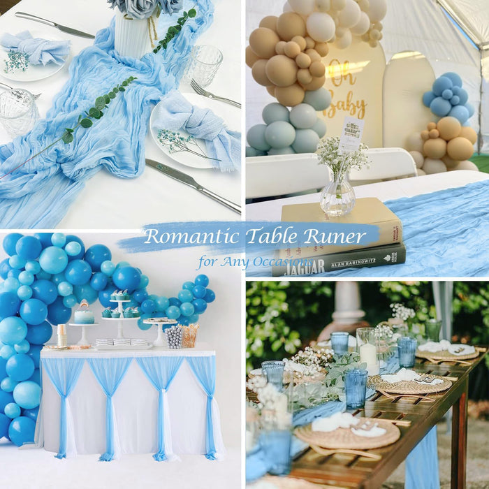 10 ft x 38" Premium Gauze Cheesecloth Table Runner - Baby Blue (1pc)
