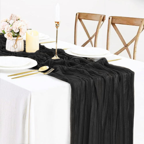 10 ft x 38" Premium Gauze Cheesecloth Table Runner - Black (1pc)