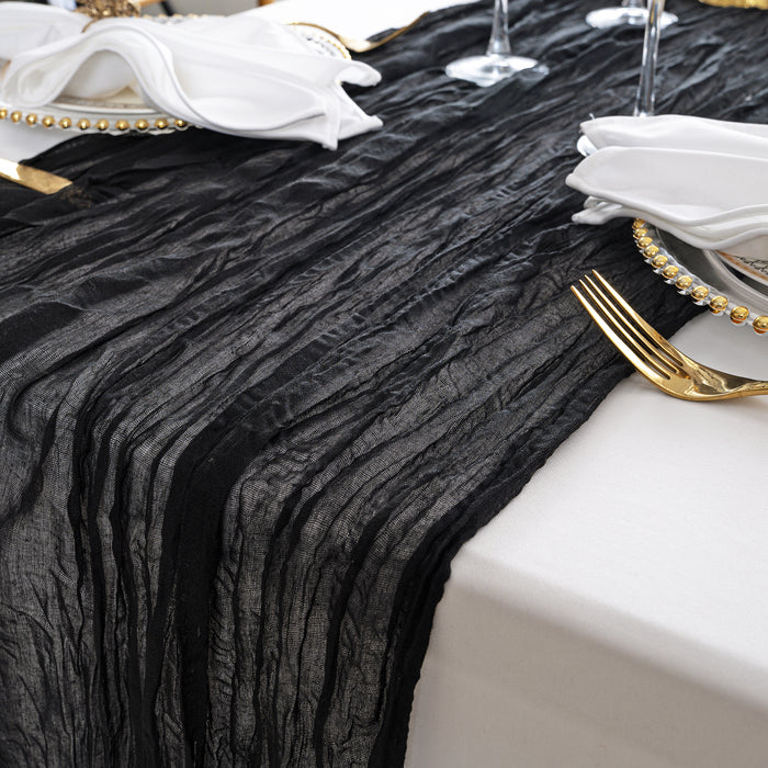 10 ft x 38" Premium Gauze Cheesecloth Table Runner - Black (1pc)