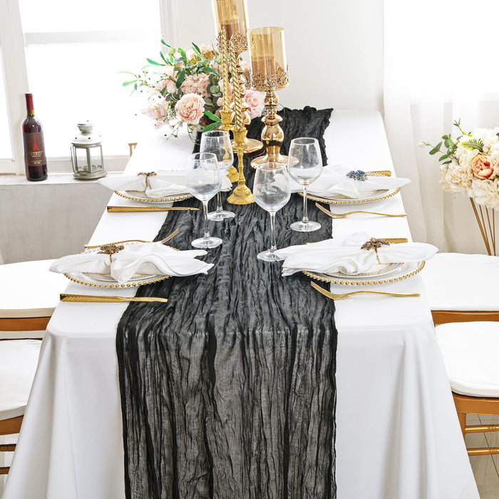 10 ft x 38" Premium Gauze Cheesecloth Table Runner - Black (1pc)