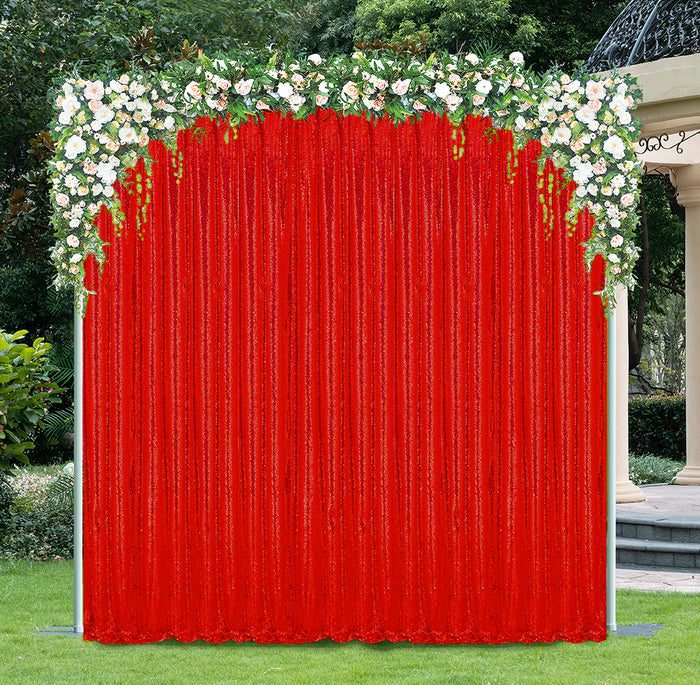 10 ft x 52" Sequin Glitz Net Event Backdrop Curtain Drape Panel - Red (1pc)