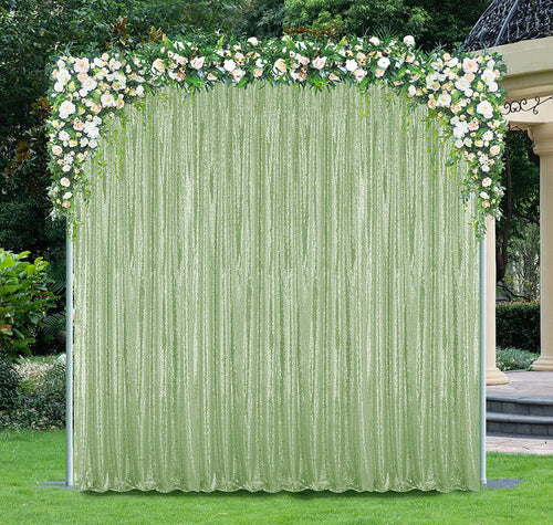 10 ft x 52" Sequin Glitz Net Event Backdrop Curtain Drape Panel - Sage Green (1pc)
