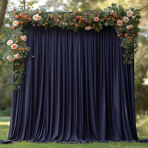 10 ft x 62" Spandex 4-Way Stretch Event Backdrop Curtain Drape Panel - Navy Blue (1pc)