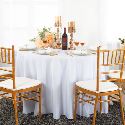 108" Seamless Round Brushed Polyester Tablecloth - White (1pc)