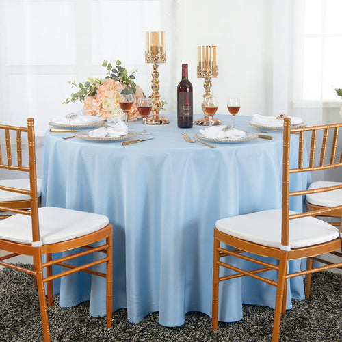 108" Seamless Round Economy Polyester Tablecloth - Baby Blue (1pc)