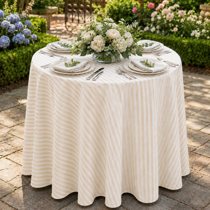 108" Seamless Round Seersucker Polyester Tablecloth - Champagne (1pc)