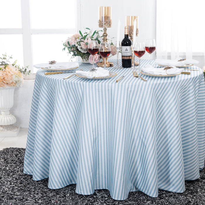 108" Seamless Round Seersucker Polyester Tablecloth - Dusty Blue (1pc)