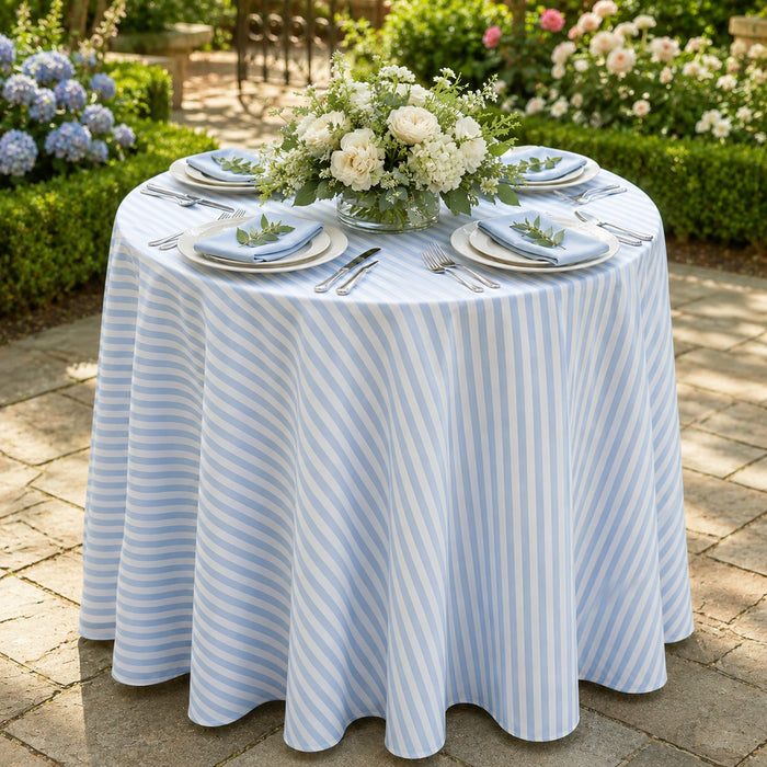 108" Seamless Round Seersucker Polyester Tablecloth - Dusty Blue (1pc)