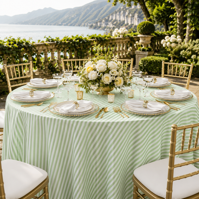 108" Seamless Round Seersucker Polyester Tablecloth - Sage Green (1pc)