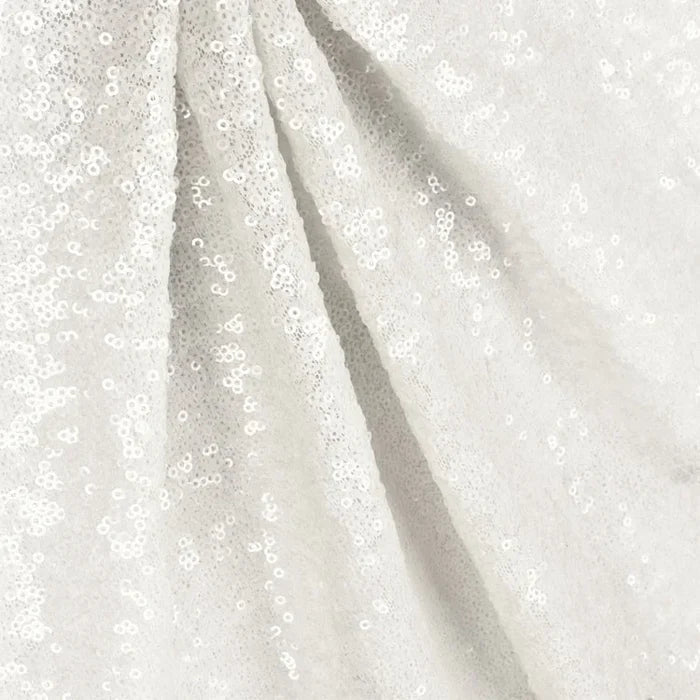 12 ft x 52" Sequin Glitz Net Event Backdrop Curtain Drape Panel - White (1pc)