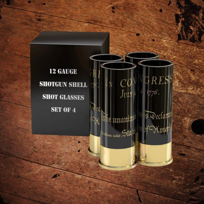 12 Gauge Shot Glasses Boxed Set of 4 July 4 1776 - The Whiskey Cave