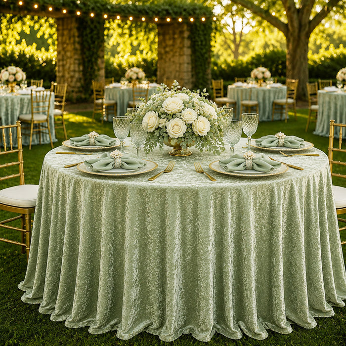 120" Round Ice Crushed Velvet (200 GSM) Tablecloth - Sage Green (1pc)
