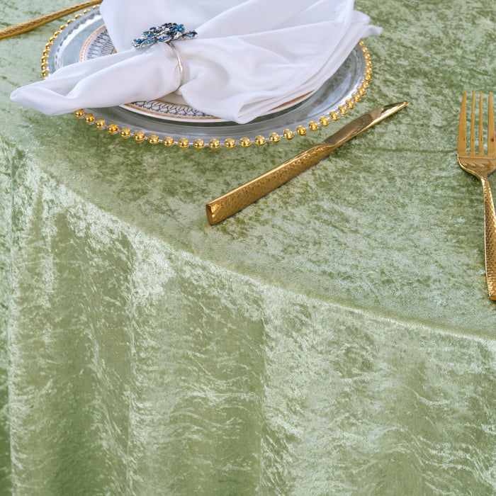 120" Round Ice Crushed Velvet (200 GSM) Tablecloth - Sage Green (1pc)