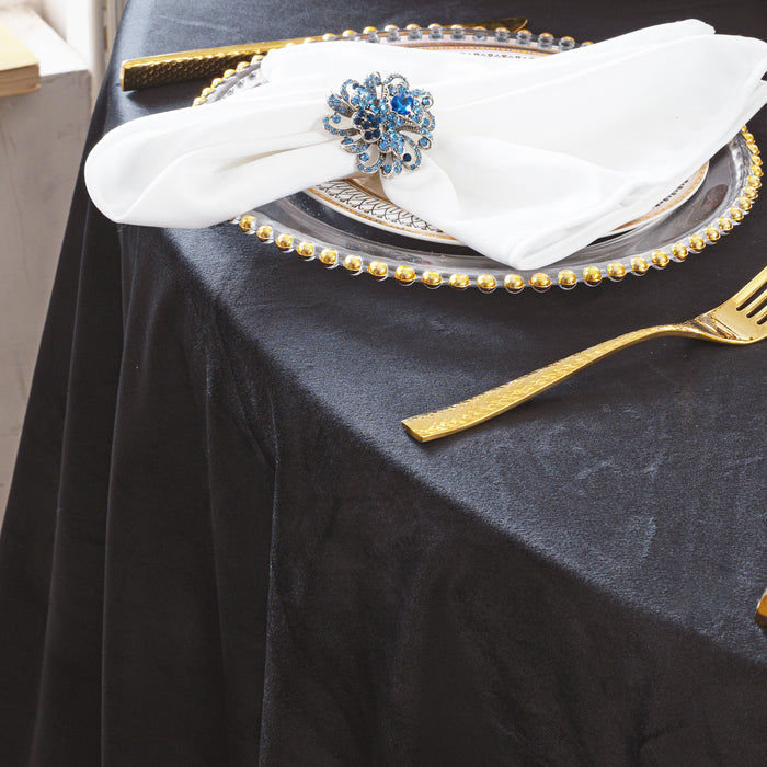 120" Round Seamless Holland Velvet Tablecloth - Black (1pc)