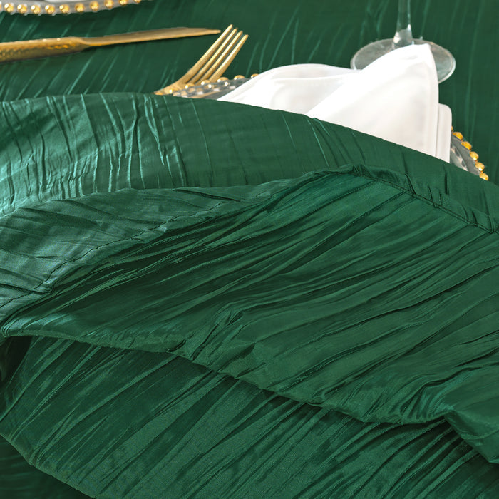 120" Seamless Round Accordion Crinkle Taffeta Tablecloth - Hunter Green/Holly Green (1pc)
