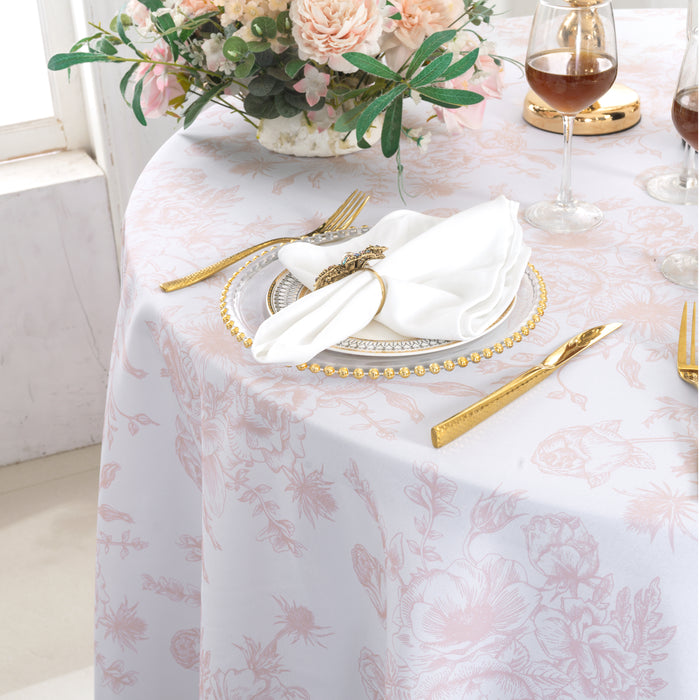 120" Seamless Round French Toile Polyester Tablecloth - Blush Pink/Rose Gold (1pc)