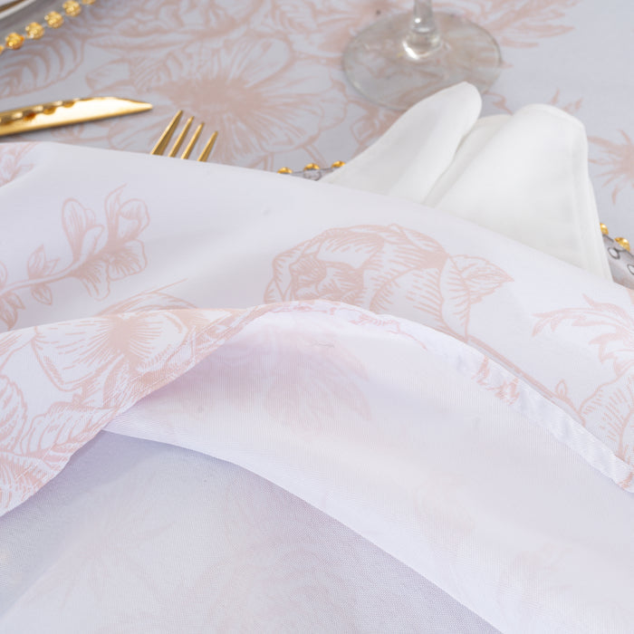 120" Seamless Round French Toile Polyester Tablecloth - Blush Pink/Rose Gold (1pc)