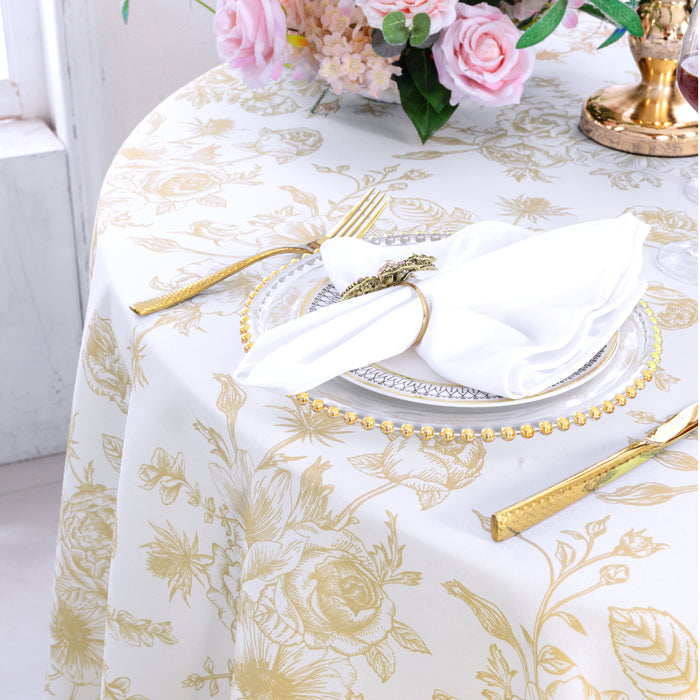 120" Seamless Round French Toile Polyester Tablecloth - Champagne (1pc)