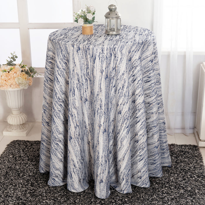 120" Seamless Round Galilean Jacquard Polyester Tablecloth - Navy Blue (1pc)