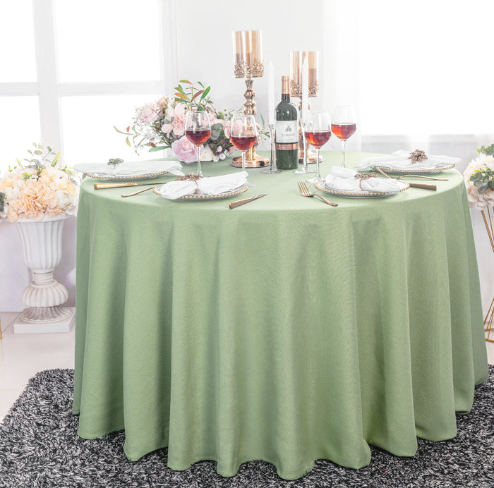 120" Seamless Round Rustic Panama Linen Tablecloth - Sage Green (1pc)