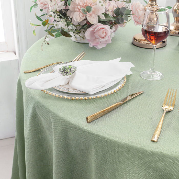 120" Seamless Round Rustic Panama Linen Tablecloth - Sage Green (1pc)