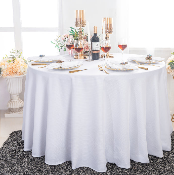 120" Seamless Round Rustic Panama Linen Tablecloth - White (1pc)