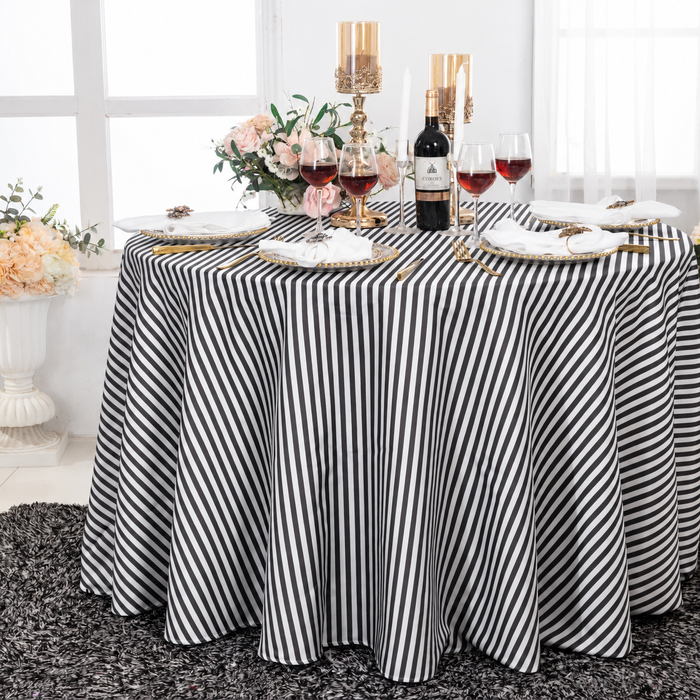 120" Seamless Round Seersucker Polyester Tablecloth - Black (1pc)