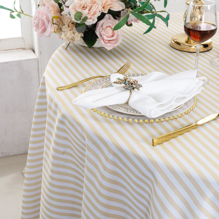 120" Seamless Round Seersucker Polyester Tablecloth - Champagne (1pc)