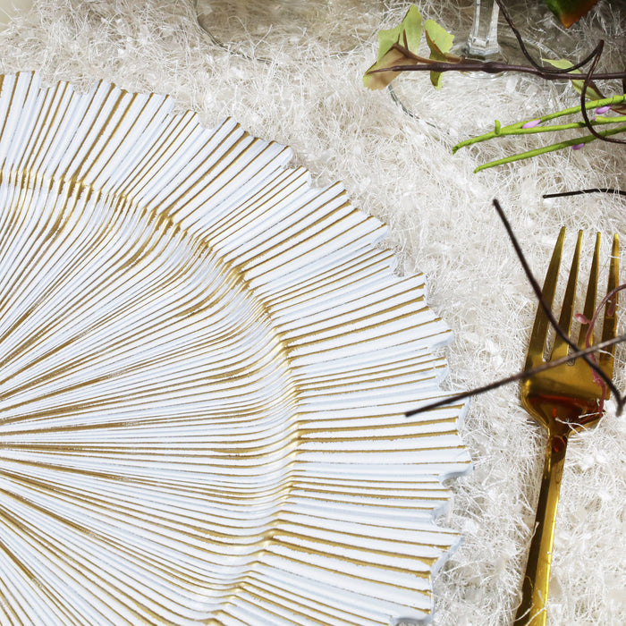 13" Antique White Sunray Acrylic Charger Plates (6pcs)