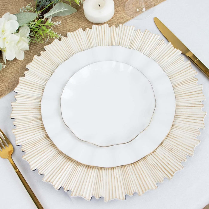 13" Antique White Sunray Acrylic Charger Plates (6pcs)