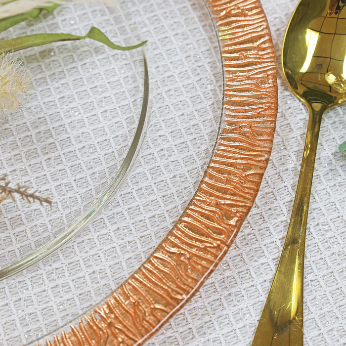 13" Clear Copper Flare Glass Charger Plates (8pcs)