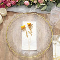 13" Clear Gold Sunflower Scallop Rimmed Glass Charger Plates (8pcs)