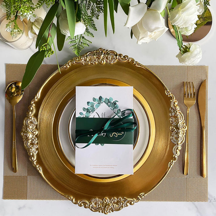13" Gold Embossed Baroque Acrylic Charger Plates (6pcs)