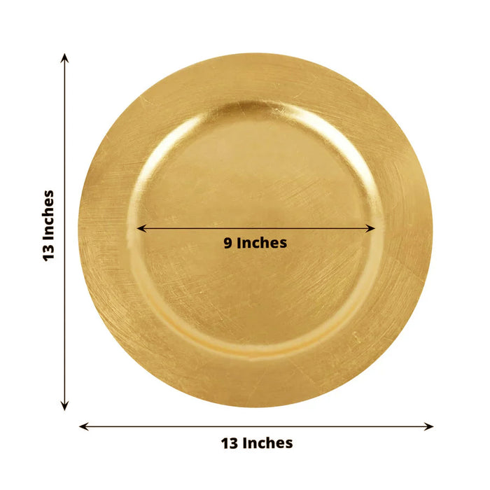 13" Gold Metallic Acrylic Charger Plates (6pcs)