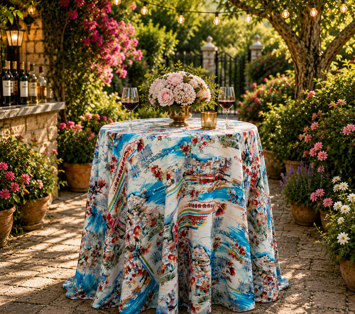 132" Round Faux Linen Tablecloth - Tuscany (1pc)