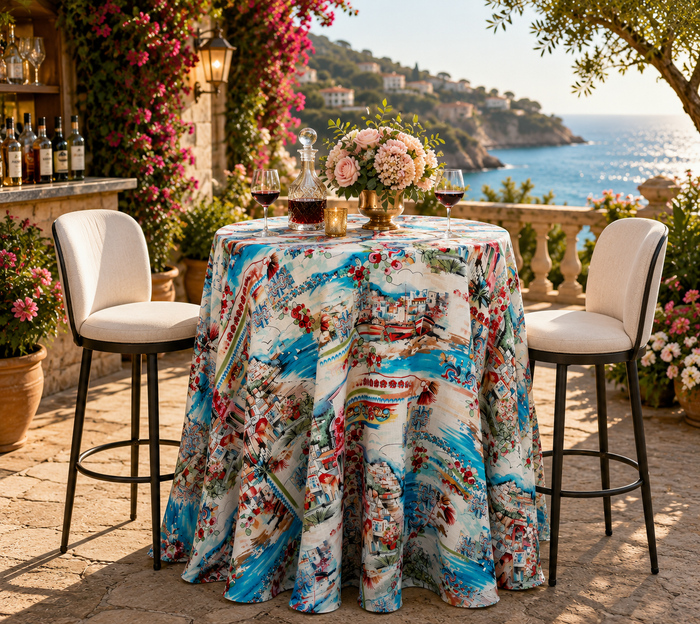 132" Round Faux Linen Tablecloth - Tuscany (1pc)