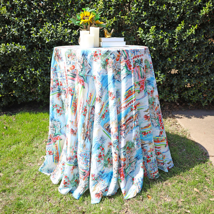 132" Round Faux Linen Tablecloth - Tuscany (1pc)