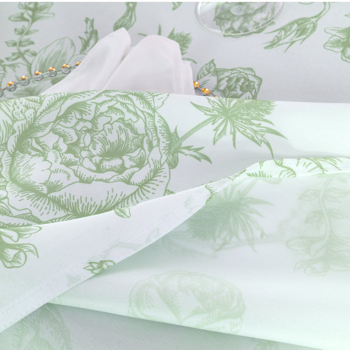 132" Round French Toile Polyester Tablecloth - Sage Green (1pc)