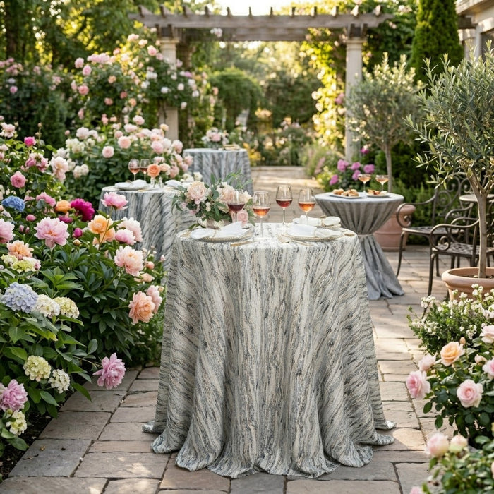 132" Round Galilean Jacquard Polyester Tablecloth - Black (1pc)