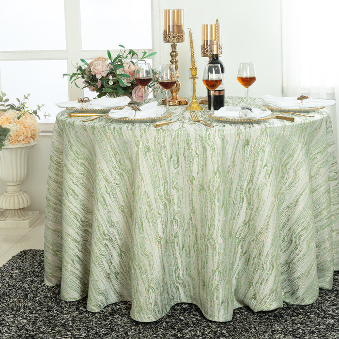 132" Round Galilean Jacquard Polyester Tablecloth - Sage Green (1pc)