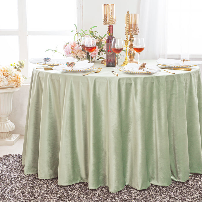 132" Round Holland Velvet Tablecloth - Sage Green (1pc)