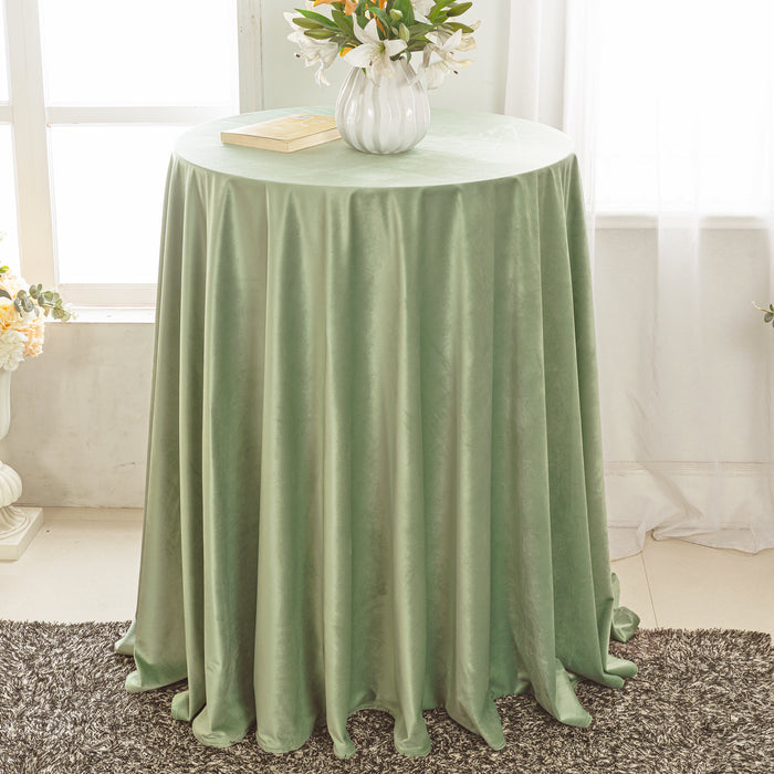 132" Round Holland Velvet Tablecloth - Sage Green (1pc)