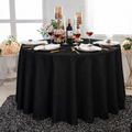 132" Round Rustic Panama Linen Tablecloth - Black (1pc)