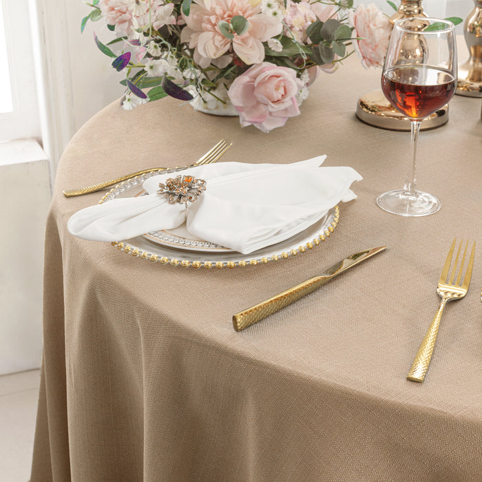 132" Round Rustic Panama Linen Tablecloth - Champagne (1pc)