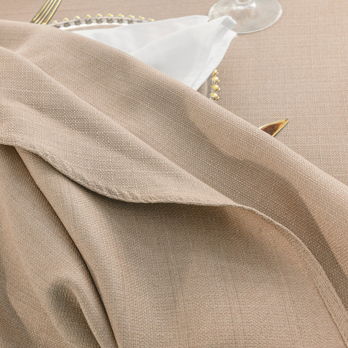132" Round Rustic Panama Linen Tablecloth - Champagne (1pc)