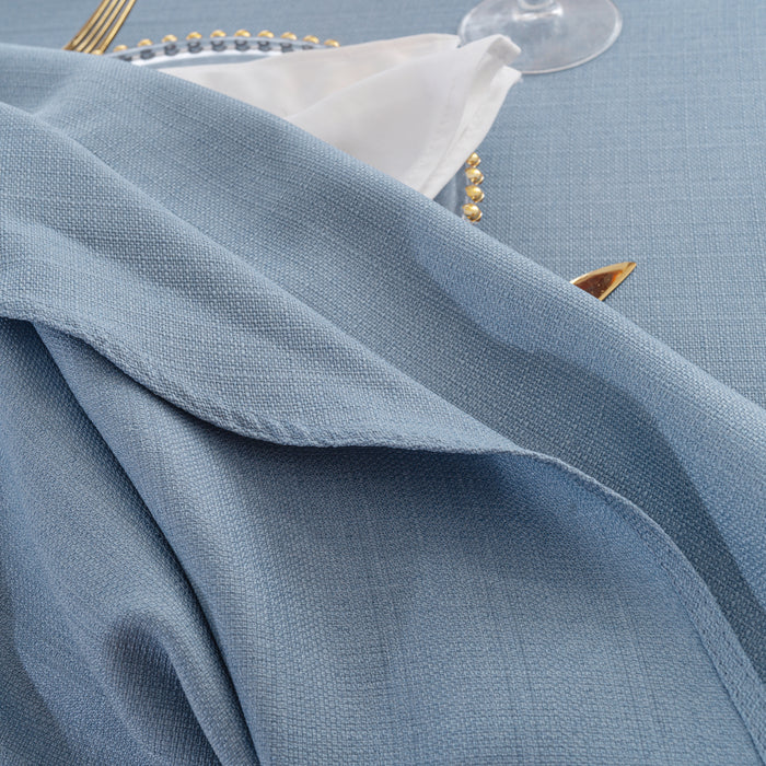 132" Round Rustic Panama Linen Tablecloth - Dusty Blue (1pc)
